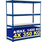 CLP Étagčre de Stockage avec 4 Surfaces de Rangement I Étagčre de Rangement 160x60x180 cm I Capacité de Rangement par Étage 350 kg, Couleur:Bleu