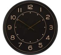 Autronic Horloge murale - diamètre 60 cm, métallique noire avec chiffres dorés (HW4002)