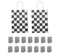 AUTSUPPL 16 Pièces Paquet Présents en Papier à Carreaux avec Anses, | Décoration Anniversaire Voitures de Course, Format 8, 3x6x3, 2 Pouces, Base Stable et Structure Robuste