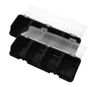 AUTSUPPL 2 Pièces Organiseur de Vis Quincaillerie, Boîte de Rangement en PP Noir à 4 Compartiments, Couvercle Transparent Incliné, pour Vis et Petites Pièces, Bureaux et Salles de Jeux