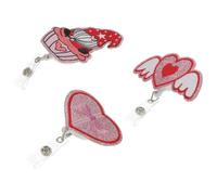 AUTSUPPL 3 Pièces Porte-badge Rétractable Porte-badge Saint-valentin en Feutre, Plastique et Métal, Clip de Poche Rotatif 360°, pour Écoles et Cartes D'identité