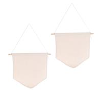 AUTSUPPL Bannière Murale Beige 2pcs en Polyester Coton et Bois pour Décoration Murale Garçon et Filles, Toile Vierge à Personnaliser Couture Élégante, Organisateur de Badges et Broches