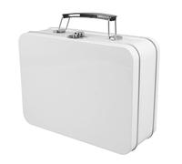 AUTSUPPL Boîte à Déjeuner avec Couvercle à Charnière et Verrou, Récipient Alimentaire Portable en Métal Blanc, pour Pique- et Rangement Polyvalent
