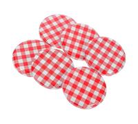 AUTSUPPL Couvercles de Bocaux Mason Étanches à Large Bouche 7,3 Cm en Fer-blanc Rouge à Carreaux, Joints Hermétiques pour Bocaux de Conserve et Miel, Lot de 6 Pièces, Usage la Cuisine