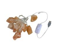 AUTSUPPL Lampe à Sel de L'himalaya 10 Perles Led, Veilleuse Décorative USB pour Jardin et Fête, Pierres Naturelles, Utilisation Longue Durée