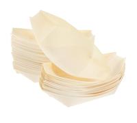 AUTSUPPL Lot de 50 Assiettes en Bois Forme Bateau pour Sushi et Apéritifs, Résistantes la Déformation, Usage Polyvalent pour Pique-niques et Cinémas
