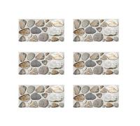 AUTSUPPL Lot de 6 Papiers Peints Autocollants Motif Pavés Imitation Galets 15x30 Cm Pvc Imperméable pour Salle de Bain Cuisine Décor Mural Adhésif Décoratif Carrelage Mural