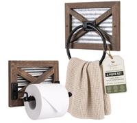 Autumn Alley Porte-Papier Toilette Rustique et Anneau Porte-Serviette, Support Mural Rustique et Porte-Serviettes de Salle de Bain, en Bois Marron