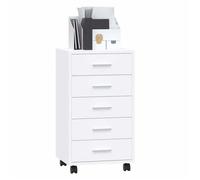 ""Autumn Mega Sale""Buffet de rangement - Commode à tiroirs - [1 pc] - Vidaxl - avec roulettes Blanc brillant Bois ingénierie FR403735