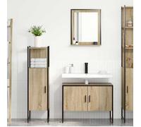 ""Autumn sale""（3 pcs）Support/Meuble WC - Grand espace,Ensemble de mobilier de salle de bain avec étagère Marron 20258