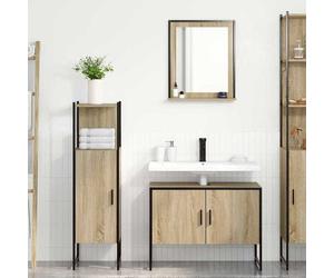 ""Autumn sale""（3 pcs）Support/Meuble WC - Grand espace,Ensemble de mobilier de salle de bain avec étagère Marron 20258
