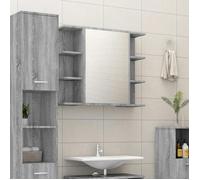 ""Autumn sale""Armoire à miroir Support/Meuble WC - Grand espace - Armoire à miroir de salle de bain Sonoma gris 80x20,5x64cm Bois