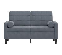 ""Autumn sale""élégant Canapé 2 places/Loveseat - LEMON - 100 % polyester - avec oreillers gris foncé 120 cm velours Home530217