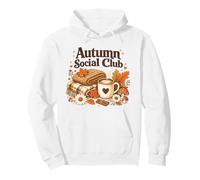 Autumn Social Club Cozy Fall Esthétique Motif Feuilles de café Sweat à Capuche