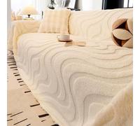Autumn Winter Cotton Plush Sofa Throw, Extra Large 3D Textured Sofa Cover | Decorative Throw Blanket For Living Room, Universal Furniture Protector Cover, For Sofa Couch Bed Chair(Cream,180x150cm)