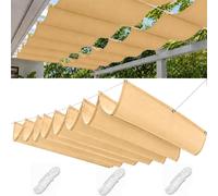Auvent à armatures khaki 2 x 3 m, rétractable, avec œillets, réglable, protection UV, imperméable, pour pavillon de jardin, pergola, balcon ou terrasse