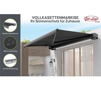 Auvent à cassettes complètes 4x3m Sunray gris-gris moteur et télécommande omb...