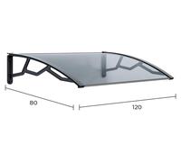 Auvent Alvéolaire En Polycarbonate Transparent De 4 Mm Avec Supports En Gris Foncé, 80 X 120 Cm
