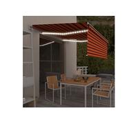 Auvent Automatique avec Store Capteur de Vent et LED Banne Pliable Jardin Balcon Terrasse Protection contre Rayons UV 4x3 m Orange et Marron