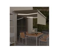 Auvent Automatique avec Store Capteur de Vent et LED Banne Pliable Jardin Balcon Terrasse Protection contre Rayons UV 4x3 m Crème