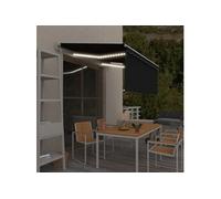 vidaXL Store automatique avec rouleau LED Capteur de vent 3,5 x 2,5 m Anthracite