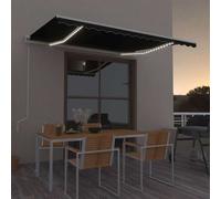 vidaXL Store automatique 350 x 250 cm avec LED et capteur de vent Anthracite