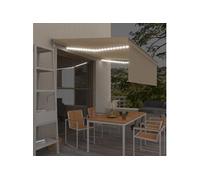 Auvent automatique et store capteur de vent et LED 4x3 m Crème 3069432