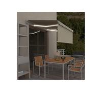 vidaXL Store automatique avec rouleau LED Capteur de vent 3,5 x 2,5 m Crème