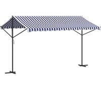 Auvent autoportant bleu et blanc 400x300 cm tissu et acier