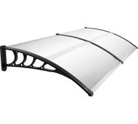 Auvent - Auvent de porte à fixation murale - 200 × 90 × 24 cm - Panneau alvéolaire de 5 mm - Protection UV à 95 % - Charge admissible de 15 kg/m² - -30 à 180 °C - Noir transparent