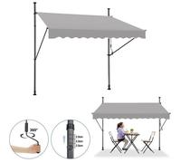 Auvent balcon rétractable - XMTECH - 300x120cm - Sans perçage - Hauteur réglable - Polyester PU imperméable