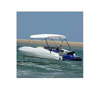 Auvent Bimini à 4 Arceaux Auvent de Bateau Couverture de Bateau Abri de Bateau Résistant aux UV Extérieur Blanc 243x(230-244)x137 cm