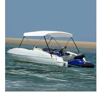 vidaXL Auvent Bimini à 2 Arceaux Auvent de Bateau Couverture de Bateau Abri de Bateau Résistant aux UV Extérieur Blanc 180x150x110 cm Blanc G