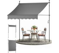 Auvent de fenêtre sans perçage, largeur de 200 cm, couleur anthracite, avec manivelle et tissu résistant aux UV