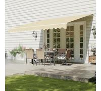 Auvent de patio rétractable de 3,6 x 3 m - Pare-soleil imperméable avec manivelle pour terrasse extérieure, jardin, protection de fenêtre, tissu polyester beige