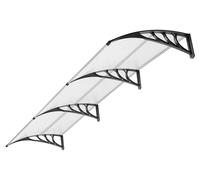 Auvent de porte - 100 x 300 cm - Polycarbonate - Transparent - Avec protection arquée