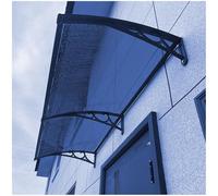 Auvent de porte 99,1 x 150 cm - Abri de pluie d'extérieur avec support en aluminium - Protection contre les intempéries pour porte de patio et entrée - Housse bleue multiple
