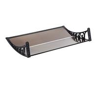Auvent de Porte, Auvent fenêtre Blanche Pluie Neige abri Avant Porche Ombre extérieure Toit terrasse,Entrée Marquise Solaire Porte Anti-Soleil Protection (100 * 150 cm-Marron)
