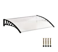 Auvent de porte d'entrée - Outsunny - toit marquise en polycarbonate - protection contre pluie neige UV - 0,9 x 1,5 m - transparente