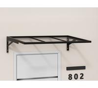 Auvent de porte en aluminium et acier L120 x l80 cm incliné noir - PELARU