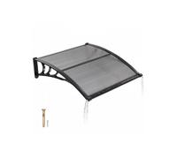 Auvent de Porte en Polycarbonate Gris Fumé 96 5 x 101 7 cm Supports ABS et Drainage Protection Pluie Neige et Soleil