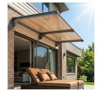 Auvent de porte en polycarbonate imperméable et résistant aux UV, design droit amélioré pour porte d'entrée extérieure, balcon, garage