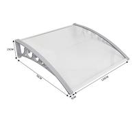 Auvent de Porte Entrée Marquise Porte Terrasse Toit 80*120 cm - Aluminium - Blanc et Gris - Polycarbonate
