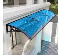 Auvent de porte extérieur transparent et résistant, de couleur bleue, avec support en aluminium, moustiquaire d'entrée en polycarbonate résistant aux intempéries, installation facile, protec