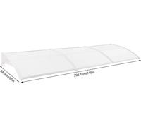 Auvent de porte - Fixation murale - Design bombé transparent - Panneau en polycarbonate, cadre en aluminium - Étanche, protection contre les UV - Dimensions : 90 × 300 cm - Blanc