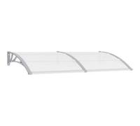 Auvent de porte Gris 200x100 cm Polycarbonate supports gris et feuilles transparentes G