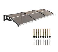 Auvent de porte Outsunny toit marquise polycarbonate auvent de porte d'entrée bord en aluminium résistante abri contre pluie et UV