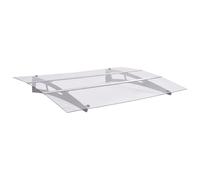 Auvent de porte PET - 150 x 90 cm - Argenté - Transparent - Cadre en acier et aluminium