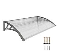 Auvent de porte protection pluie vent grêle polycarbonate aluminium 110 x 60 x 18 cm gris