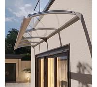 Auvent de porte transparent en polycarbonate durable pour porte d'entrée, cadre en aluminium, protection UV, résistant aux intempéries, 65 x 400 cm, abri d'extérieur idéal.
